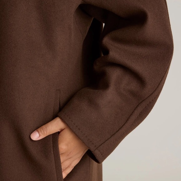 QUINCE Italian Wool Double-Breasted Slouch Coat Size M Dark Chocolate. - Picture 9 of 12